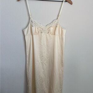 Cream Lace Trim Slip Dress